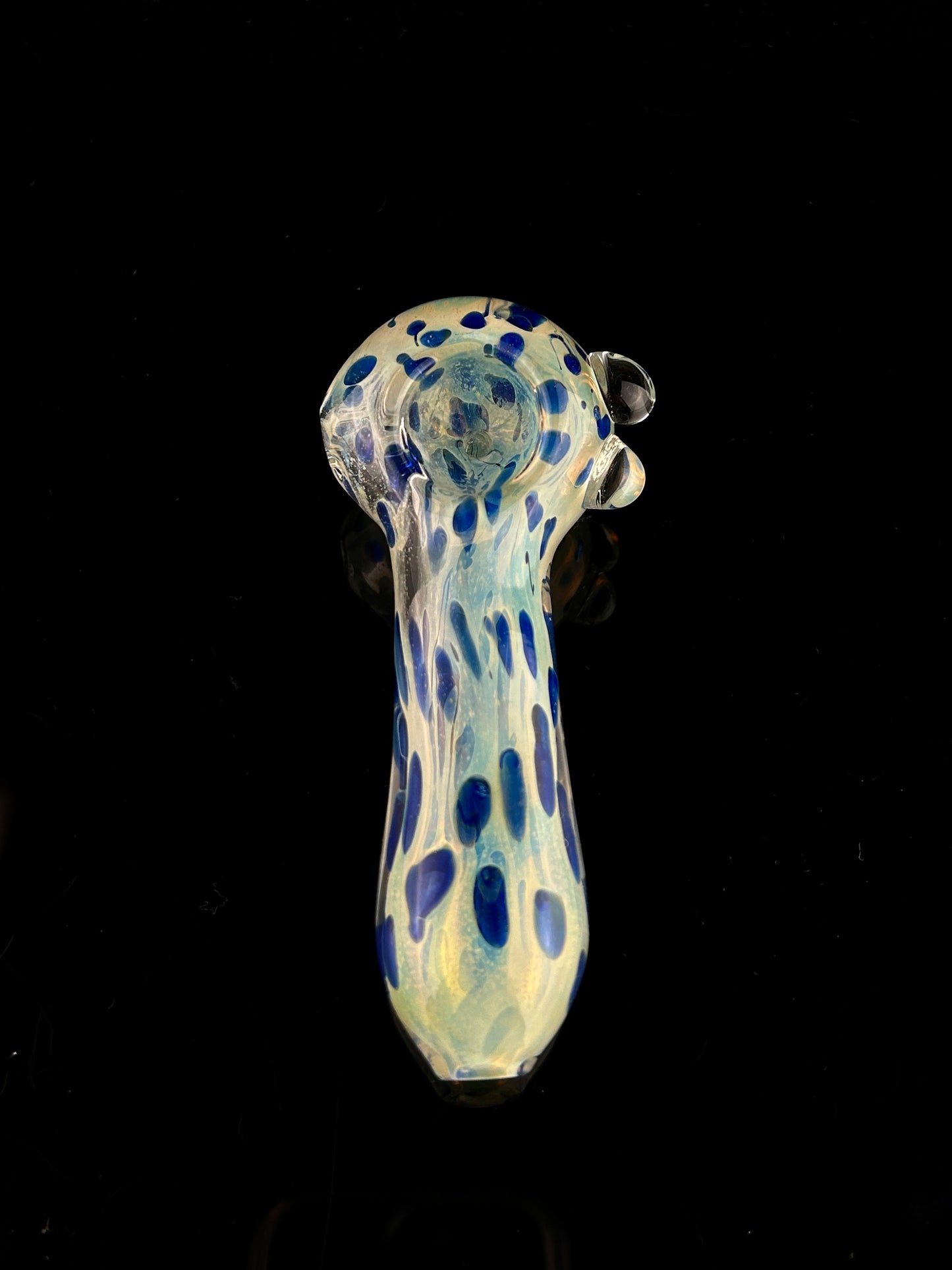 Thick Fumed inside out spoon with Blue Dots