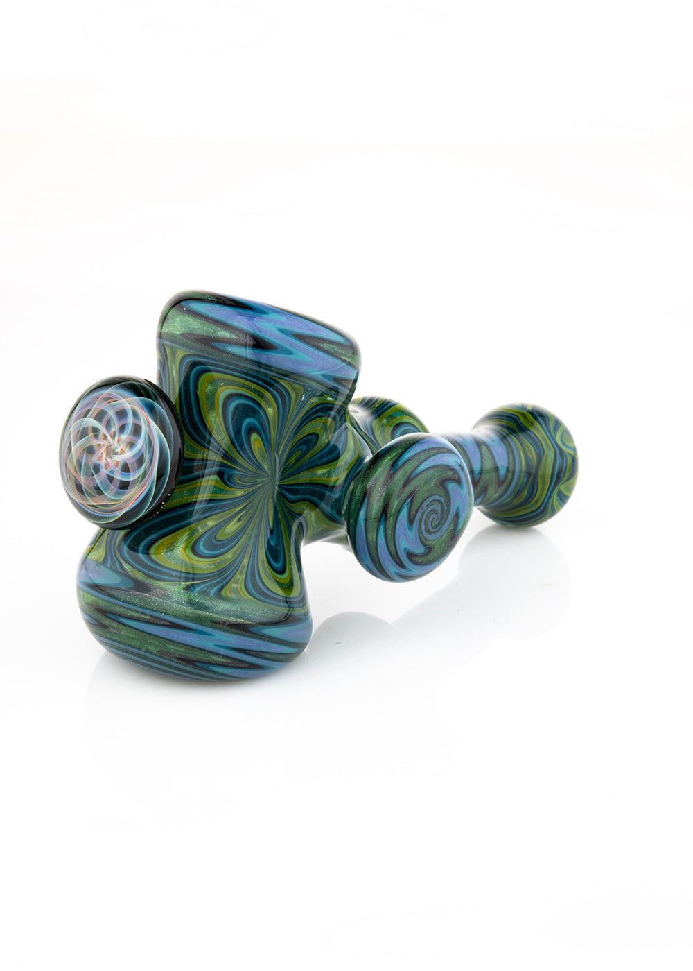 Heady Blue and Green Wig Wag Hammer by Simon (Sigh Glass)