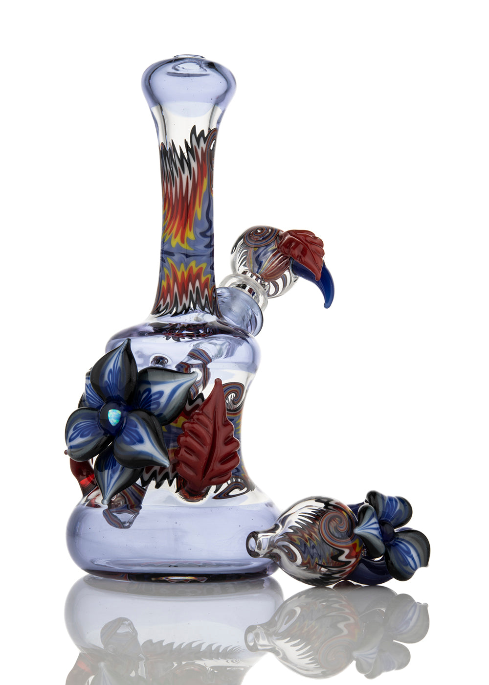 Purple Mini Tube with Matching Slide and Bubble Cap by Blossom Glass