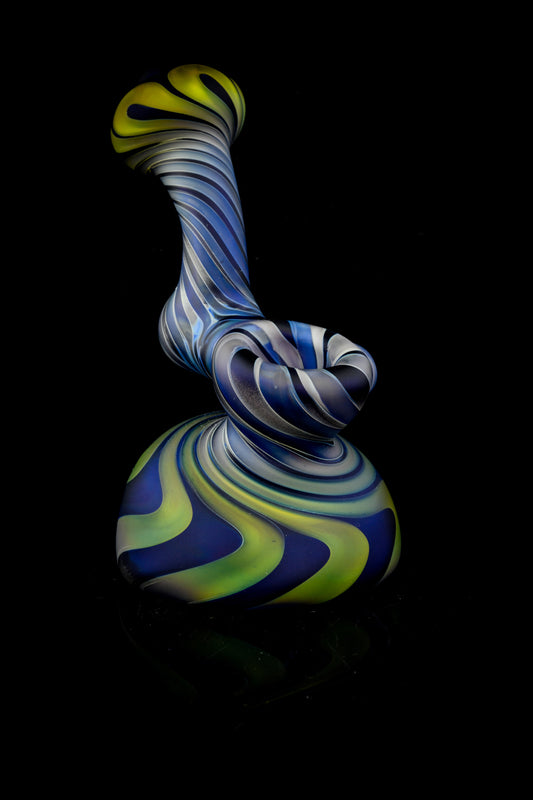 Small Frosted Full Color Stand Up Sherlock Bubbler in Cobalt by Willow and Quinn