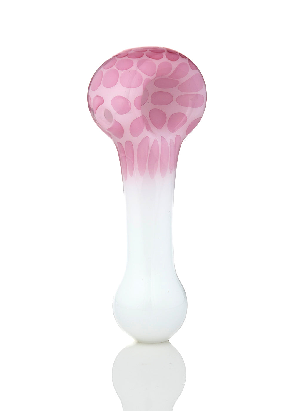 White Spoon with Pink Fumed Dots Spoon by Curtis Claw