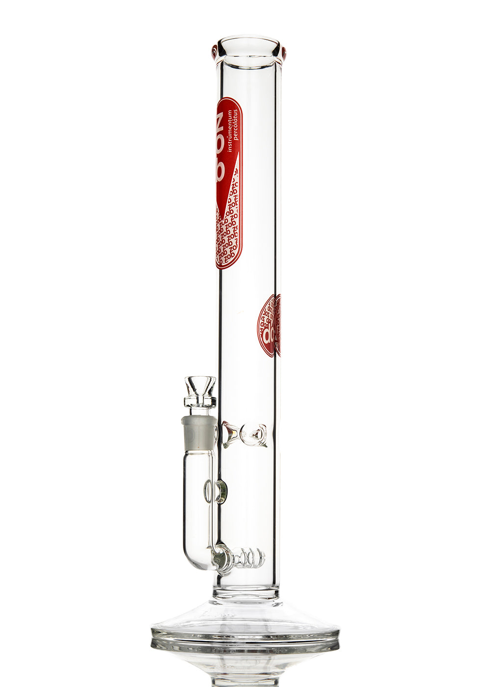 ZOB 18" Stemless Straight Stemles Diffused with Red and Gray Pill and Circle Logo Tube