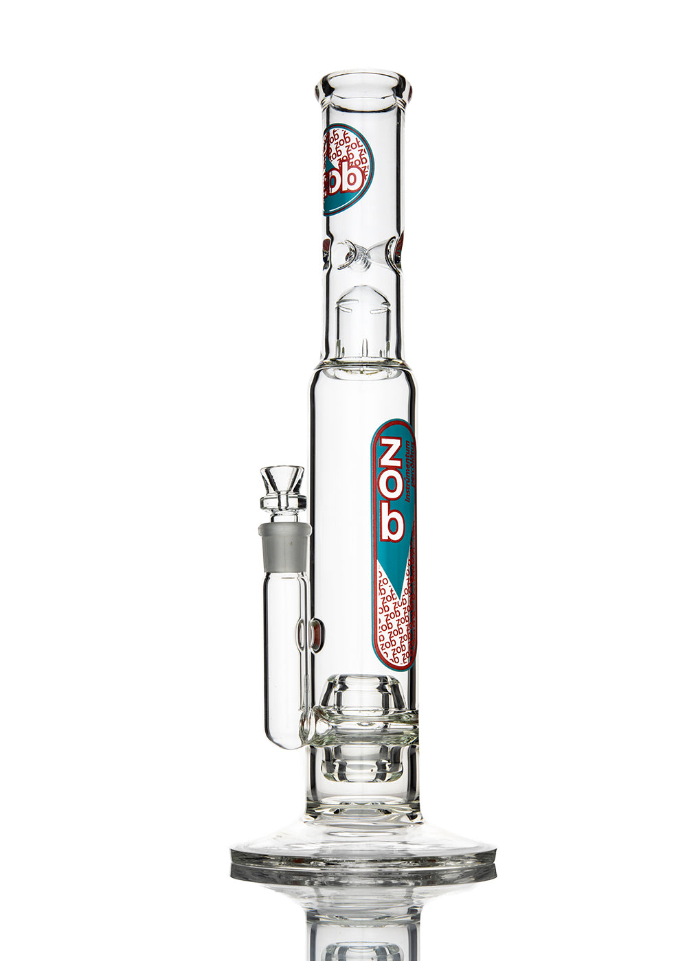 ZOB Zobello Perc with Splash Guard Straight with Blue and Red Circle and Pill Logos Tube