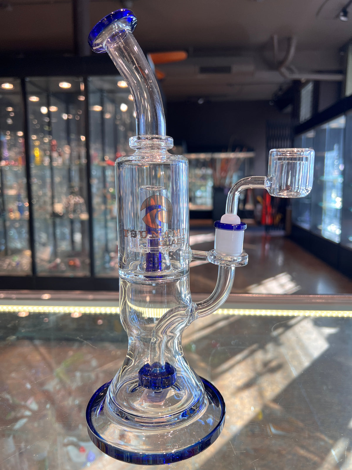 Custom Glass Rig Tsunami Glass Circ to Circ Dual Chamber Rig with Color Accents (Your C ...