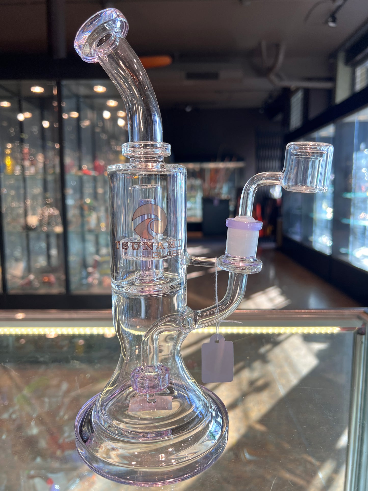 Tsunami Glass Circ to Circ Dual Chamber Rig with Color Accents (Your Choice)