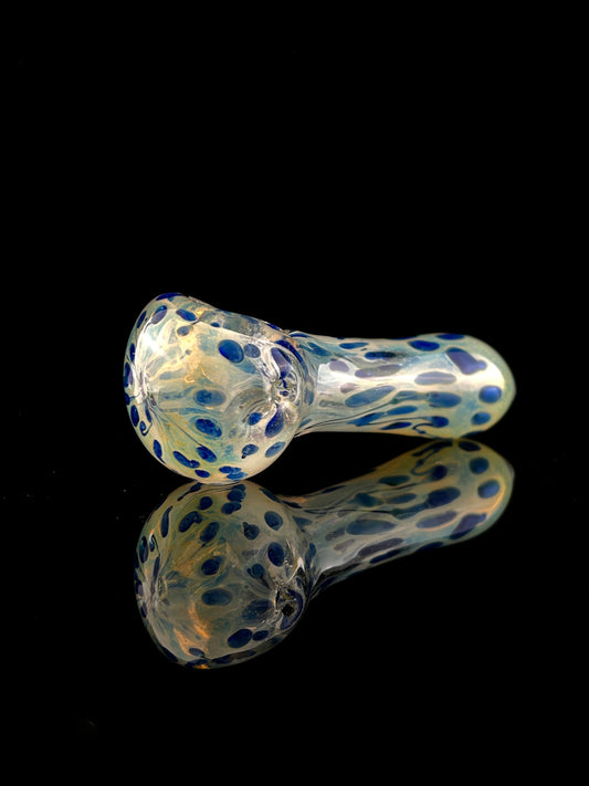 Thick Fumed inside out spoon with Blue Dots