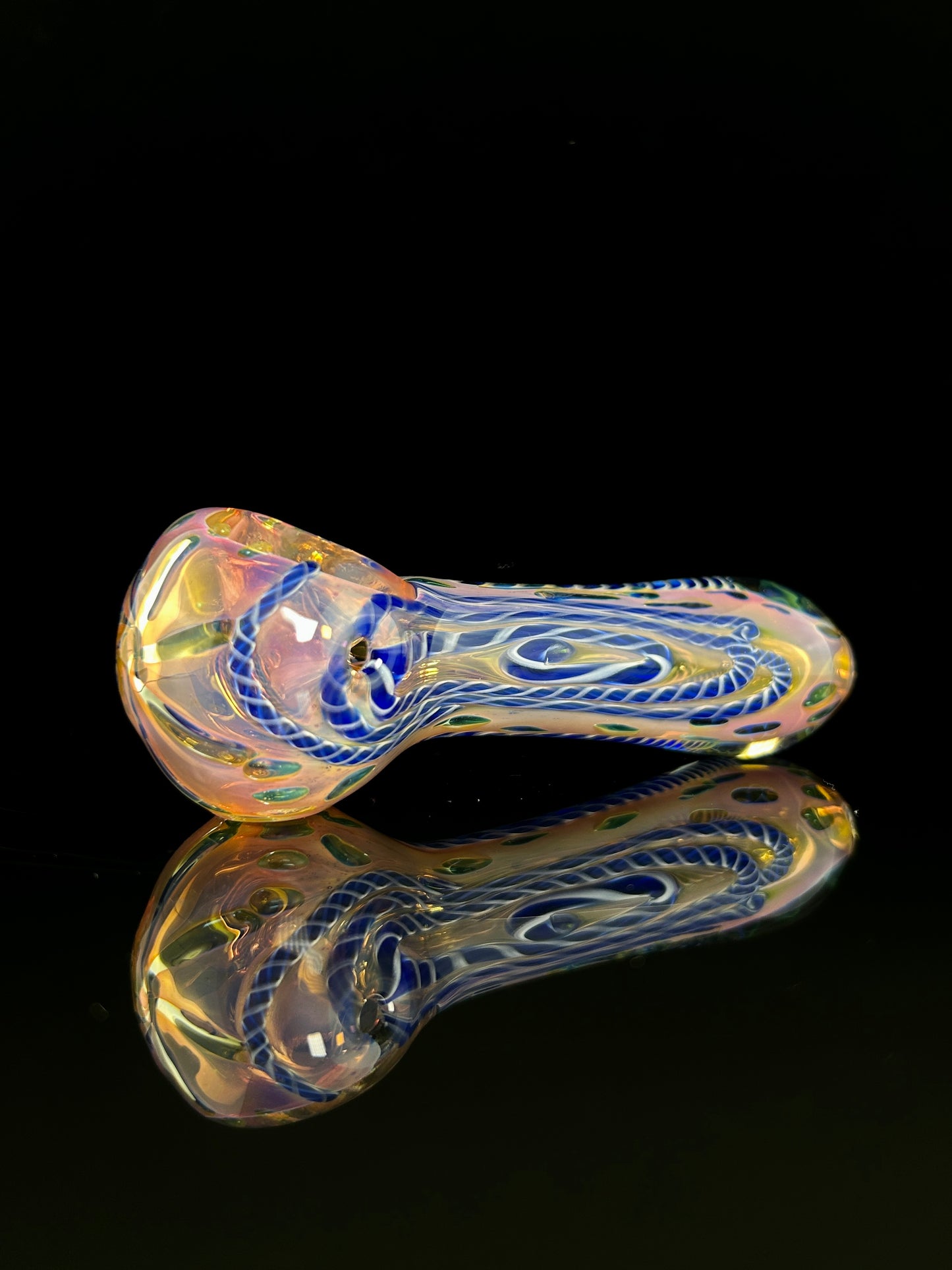 Thick Fumed Inside Out Spoon with Twisty Cane