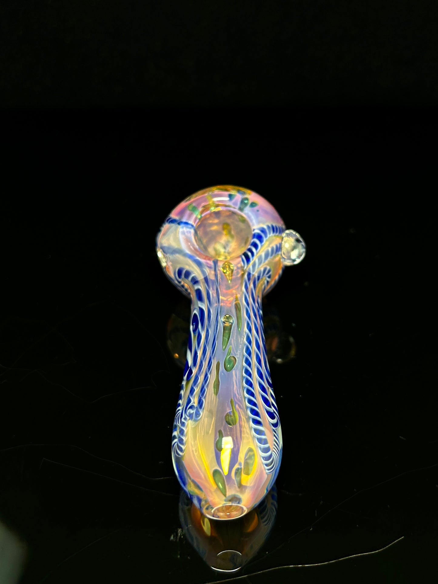 Thick Fumed Inside Out Spoon with Twisty Cane