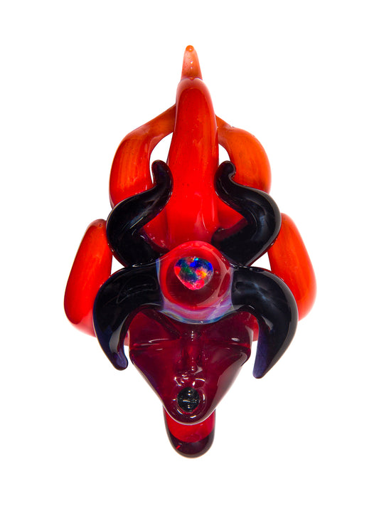 Warrior Goddess Pendant in Red Elvis and Turboco by Laceface