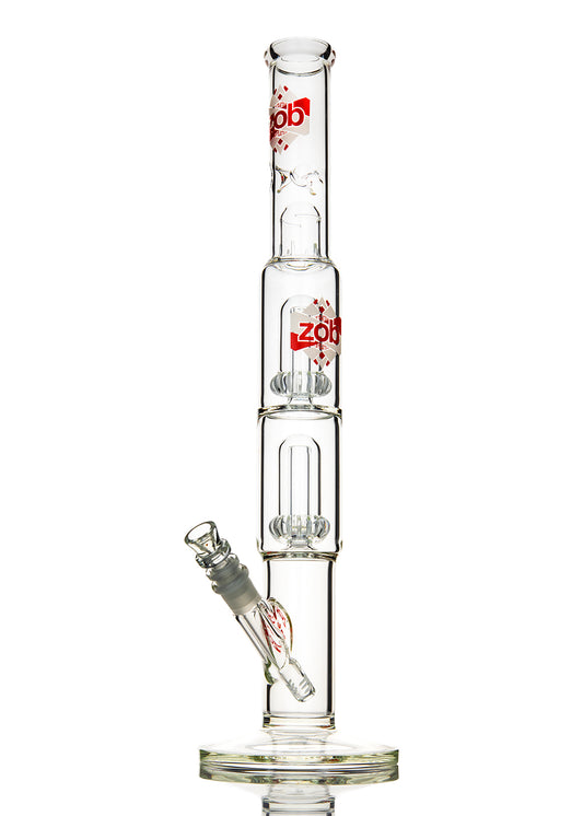 ZOB Double UFO Straight with Splash Guard and Ice Pinch with Red and Gray Bowtie Designer Logos Tube