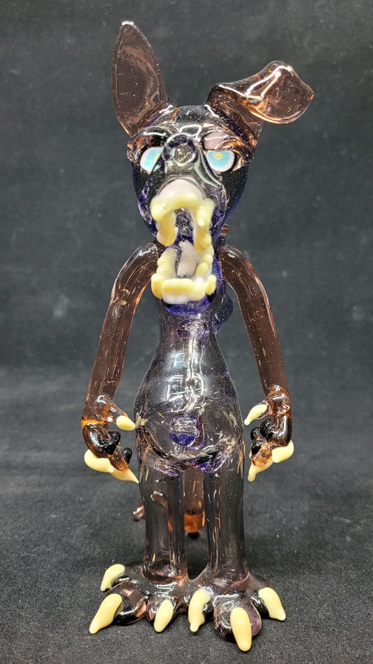 Tree Glass Standing Dog Open Mouth