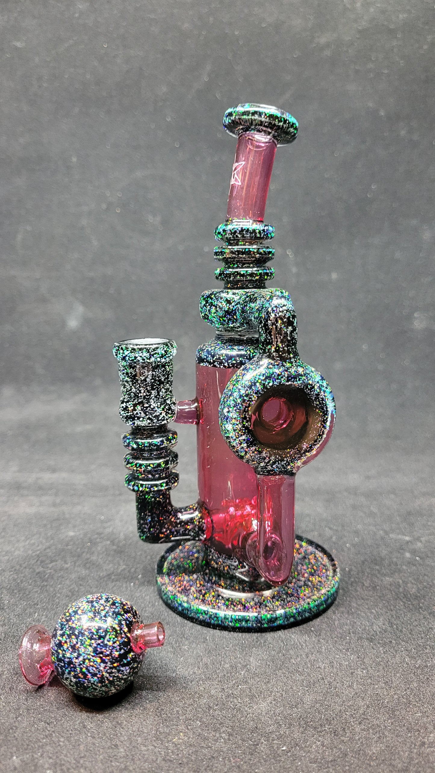Ill Glass Custom 50 Watt Crushed Opal Ruby Gold W/ Matching Bubble Cap USED