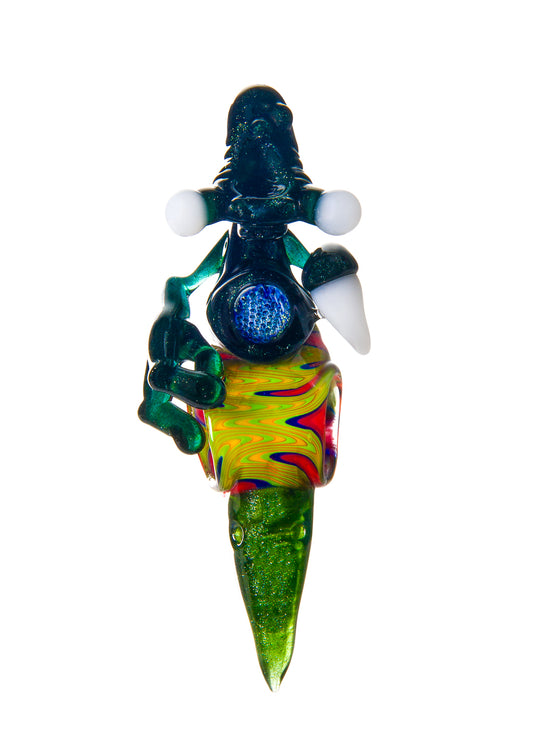 Alien on Line Worked Bird Skull Pendant Collaboration by Calm and Brandon Martin