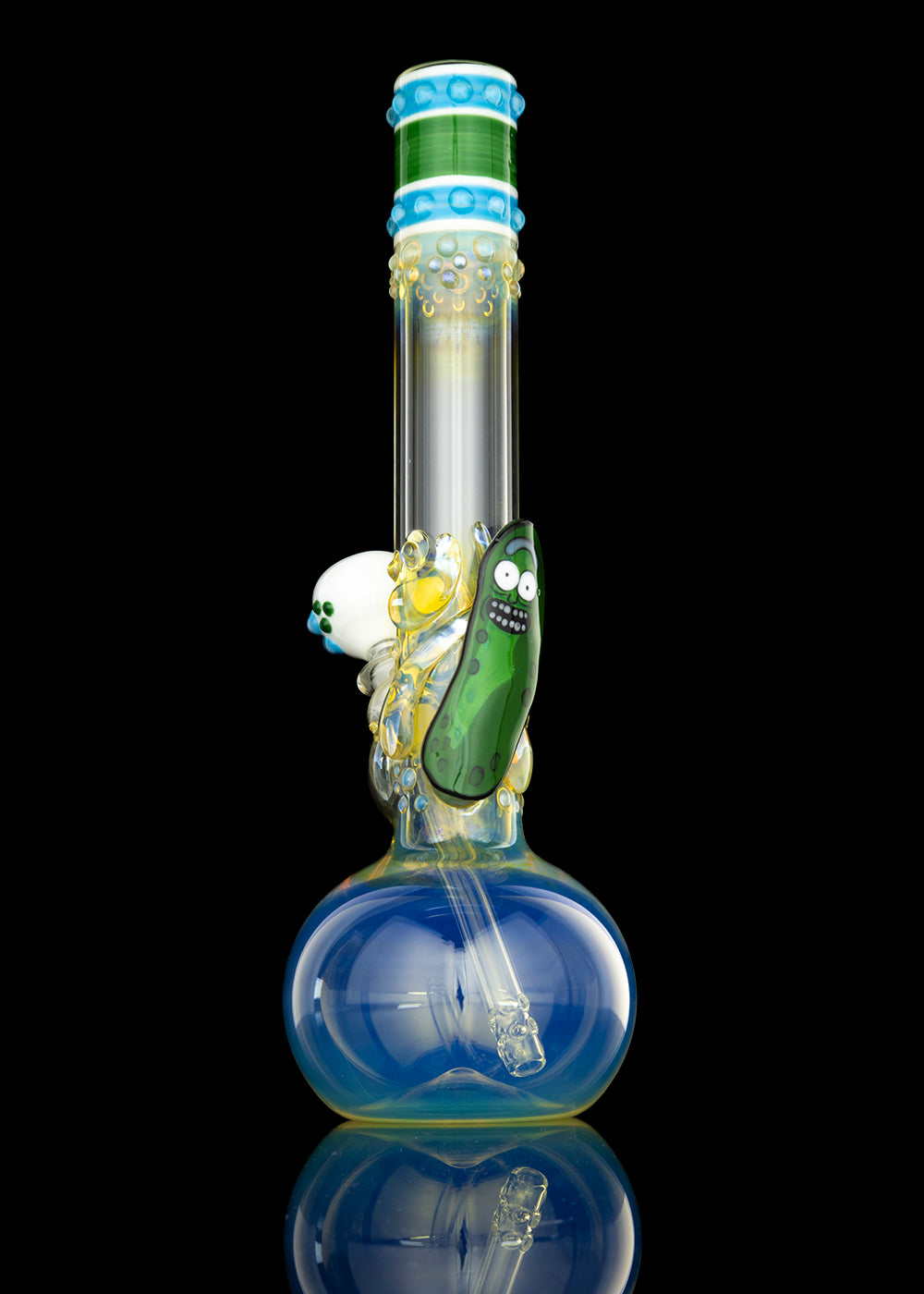 Trident Glass 44mm 15 Inch "Rick and Morty themed" Cut Out  Pickle Rick Mini A-Series Tube