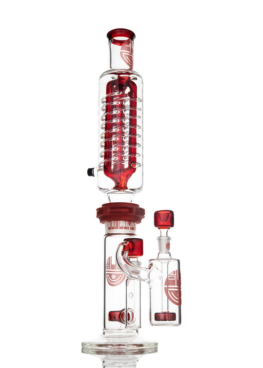 Subliminal Glass Large Coil  Stemless Straight Tube and AshCatcher in Red Elvis