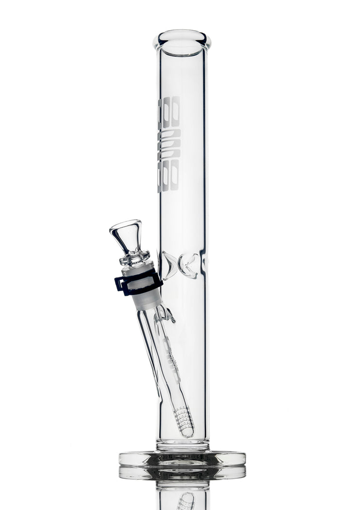 Ill Glass Clear 17" 38mm Straight Tube with Slide and Gridded Downstem