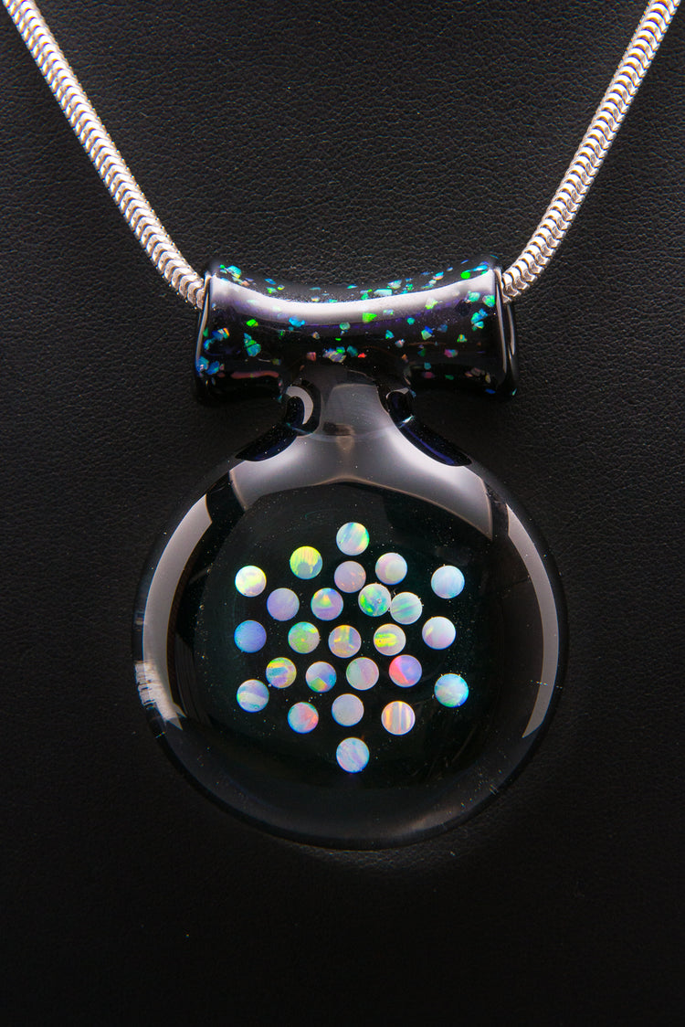 Black Pendant with 25 Encased Opals by Big Z