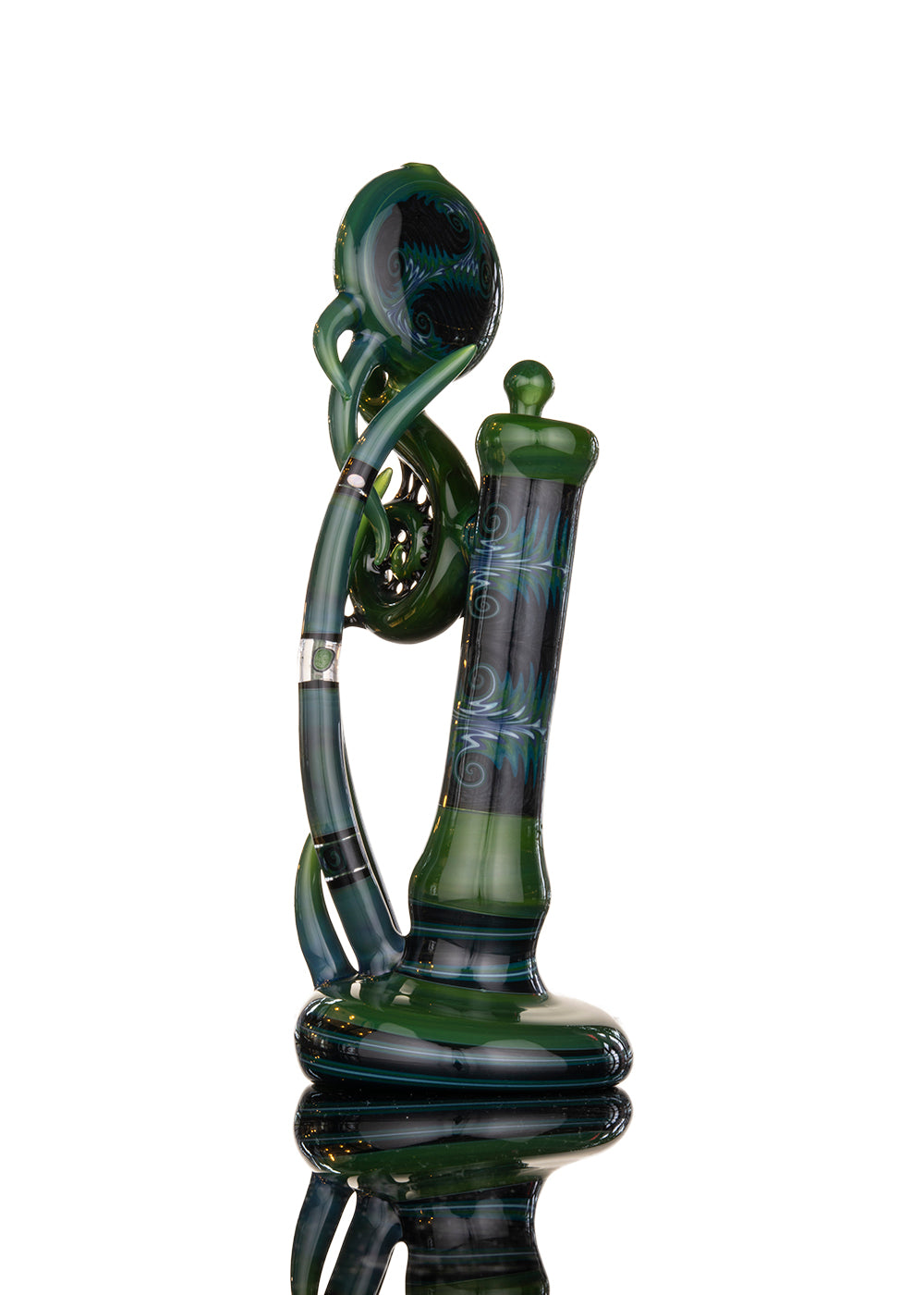 NATEY Large Green Reversal Sectional Bubbler with Snorkle Carb by Natey (Nateylove)
