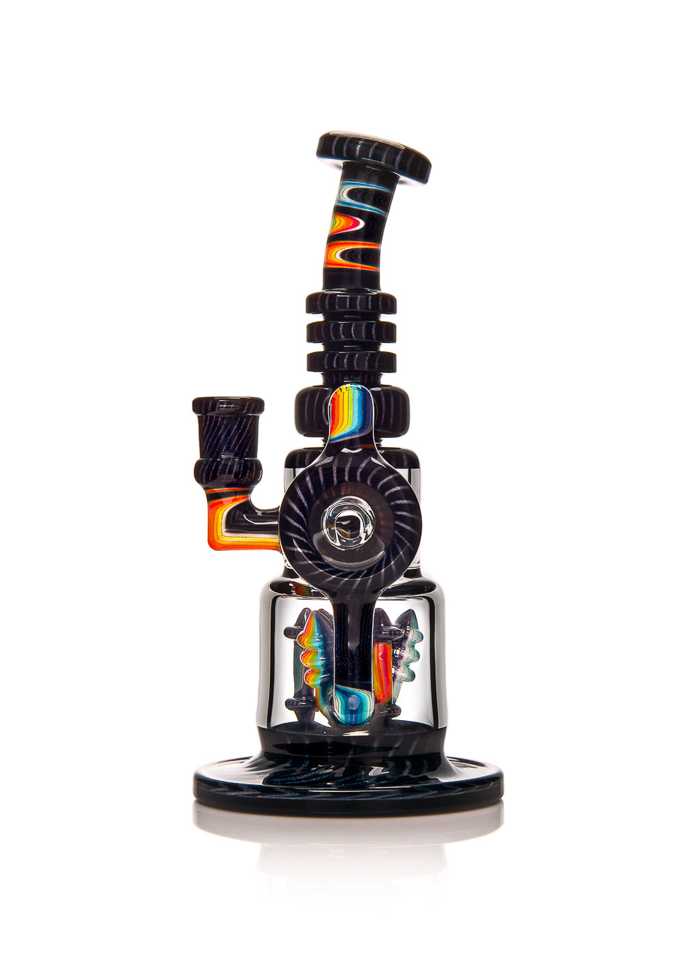 Ill Glass Custom Rainbow and Black Line Work Flux Cycler SP (with Stabilization Pilons)