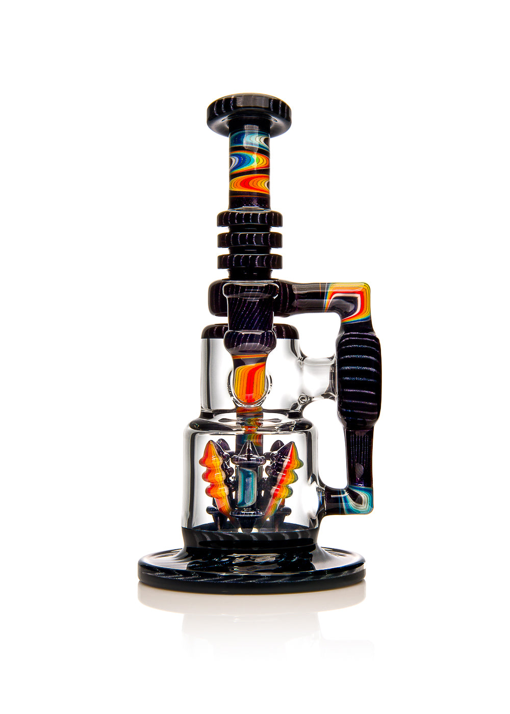 Ill Glass Custom Rainbow and Black Line Work Flux Cycler SP (with Stabilization Pilons)