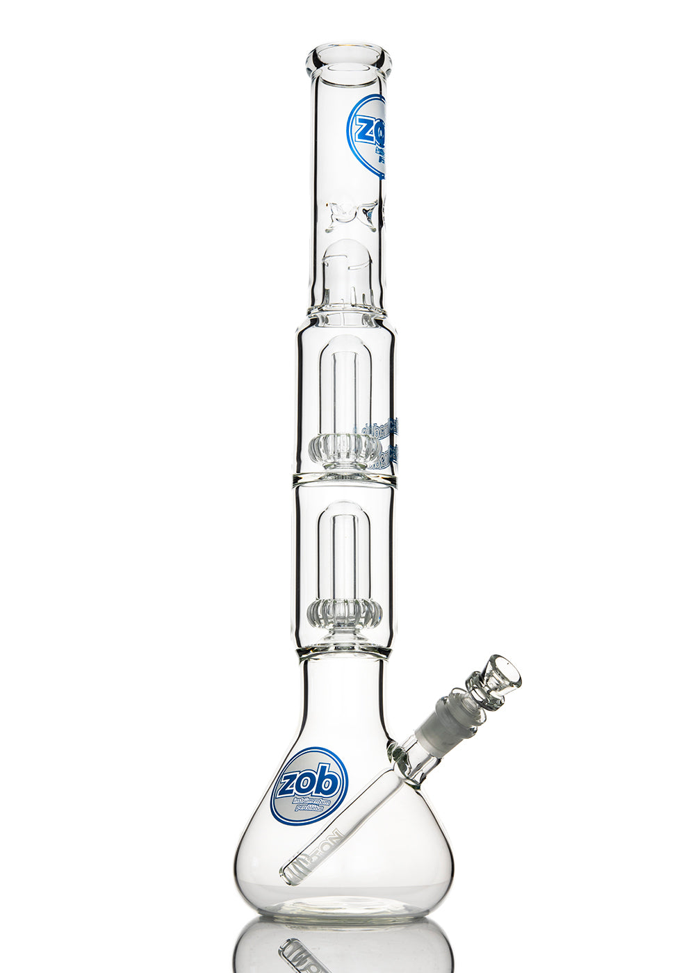 ZOB Double UFO Beaker with Splash Guard and Ice Pinch with White and Blue Circle Logo Tube