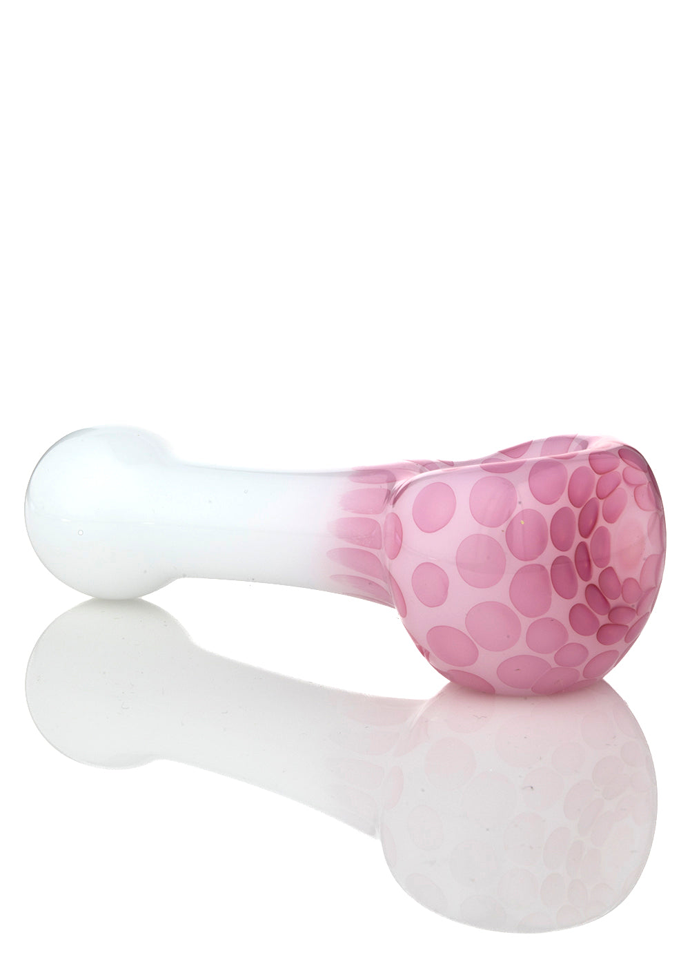 White Spoon with Pink Fumed Dots Spoon by Curtis Claw